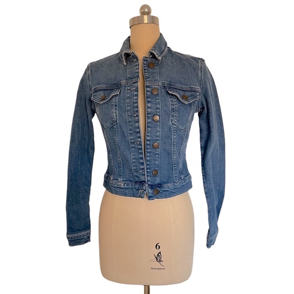 Boden Cotton Crop Blue Jean Denim Jacket Boho Y2K style 4 S - Picture 3 of 9